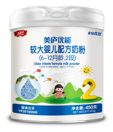 优贝娱乐优能较大婴儿配方奶粉450克-2段